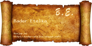 Bader Etelka névjegykártya